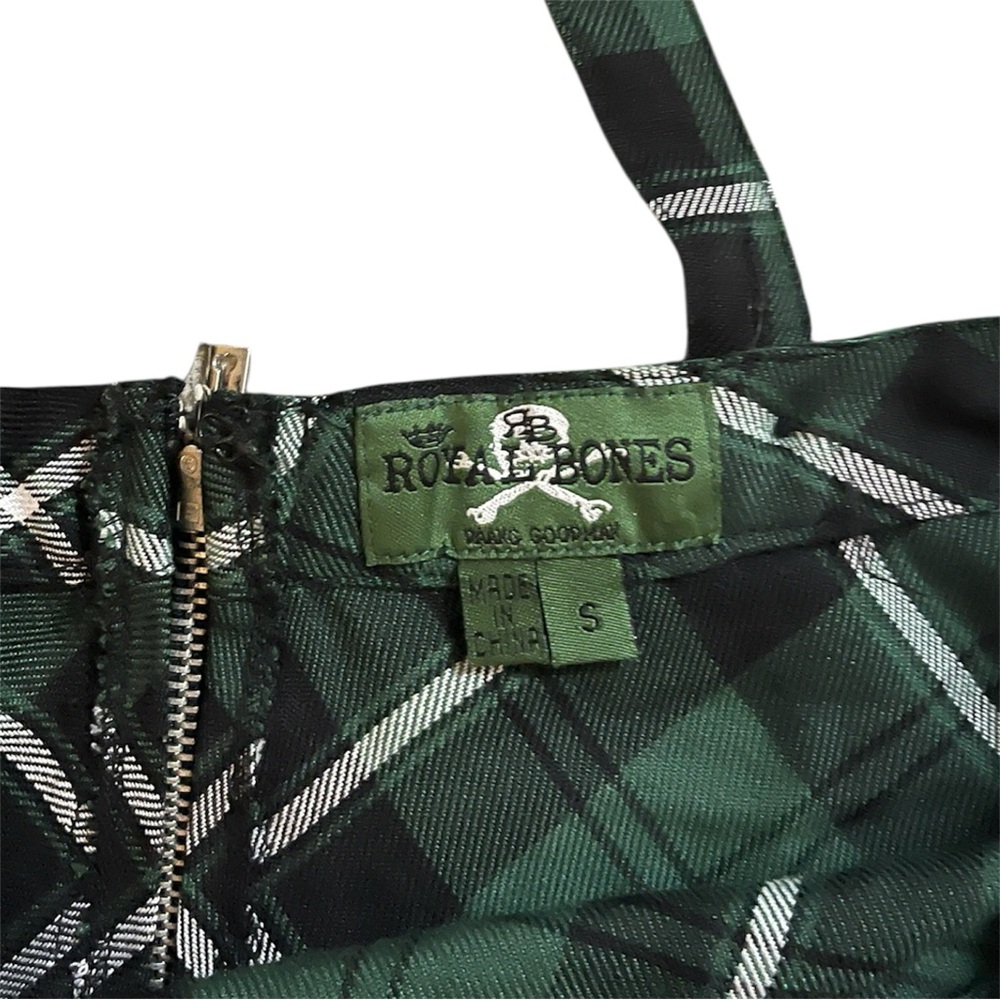 Royal Bones By Tripp Green Plaid Suspenders Skirt - Picture 6 of 6